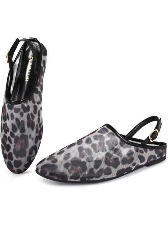 Shoes - Women's Black Leopard Ballet Flat Mary Jane Animal Print Casual Comfortable Shoe